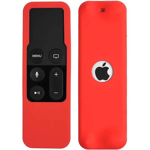 Coque En Silicone De Protection À Télécommande Fine Compatible Pour Apple Tv 4Ème Génération(Rouge)