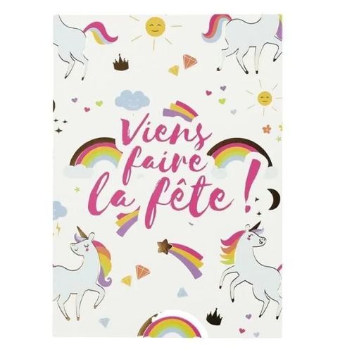 Cartes D'invitation - Paris Prix - Licorne - Lot De 6 - Couleur Blanc - Pour Enfants