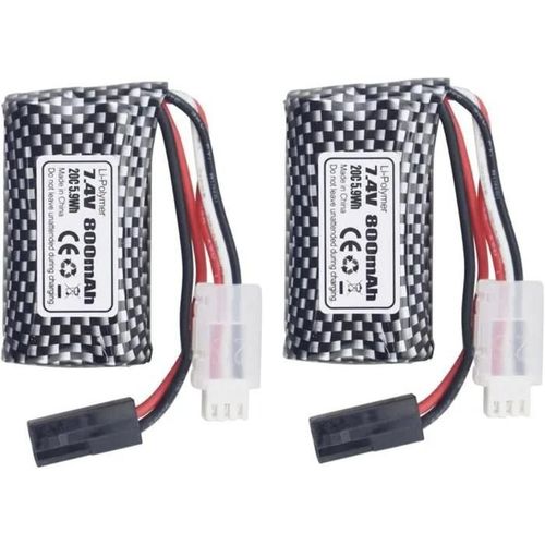 Yunique France Lot De 2 Batteries Lithium 7.4v 800mah 5500-2p - Compatible Avec Les Voitures Télécommandées 9130, 9135, 9136, 9137-Autre