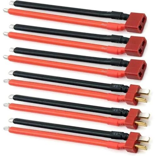 Yunique France 3 Pièces Câble Filaire 14awg Deans Style T Plug Connecteur Femelle Mâle Avec Câble De Connexion De Batterie Rc-Autre