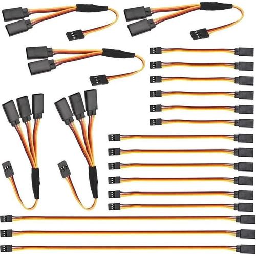 Yunique France Jeu De 20 Câbles D?Extension De Servo Rc - Câble D?Extension Jr, 3 Broches Mâle Vers Femelle, 1 À 2/1 À 3-Autre