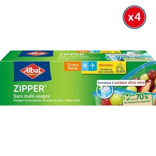 4x12 Sacs Zipper Petit Modèle Multi-Usages Albal - 70% De Ressources Recyclées