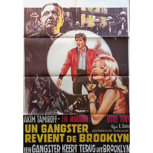 Un Gangster Revient De Brooklyn - Affiche Originale De Cinéma - Format 80x120 Cm - Un Film De   Emimmo Salvi Avec Evi Marandi, Little Tony, Oreste Palella, Umberto Pergola, Gabriella Andreini - 1966