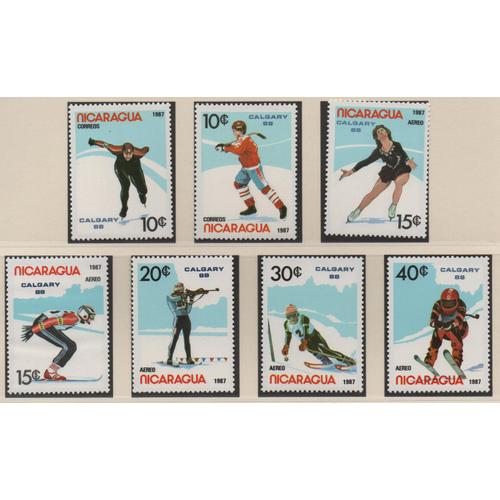 Nicaragua Timbres Jeux Olympiques De Calgary 1988