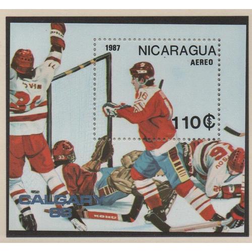 Nicaragua Timbre Jeux Olympiques De Calgary