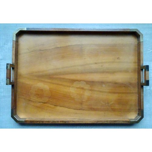 Plateau De Service Ancien En Bois Avec Poignées