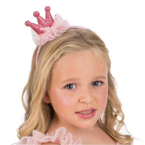 Serre-Tête Couronne Princesse Pailletée Rose Fille