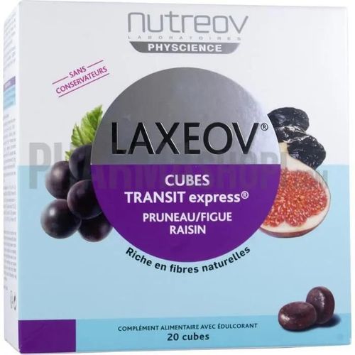 Laxeov Cubes Transit Express Pruneau Figue Raisin Nutreov - Boite De 20 Cubes 