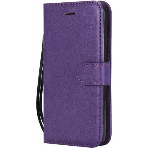 Coque Pour Galaxy J2 Pro, Pu En Cuir Coque Portefeuille Étui Housse, Design Classique Tpu Coque Pour Samsung Galaxy J2 Pro - Violet.[V4860]