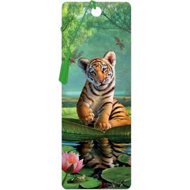 Marque-Page - Tigre Et Nénuphare De Deluxebase. Marque Page Tigre Avec Illustrations 3d Lenticulaires Sous Licence De L'artiste Renommé Jerry Lofaro