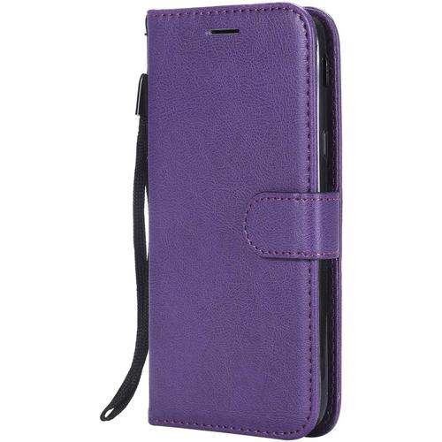 Coque Pour Galaxy J5 2017, Pu En Cuir Coque Portefeuille Étui Housse, Design Classique Tpu Coque Pour Samsung Galaxy J5 2017 - Violet.[V4853]