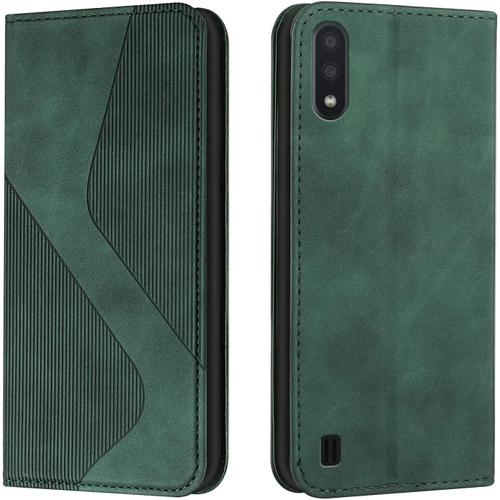 Coque Pour Samsung Galaxy A10/ M10, Etui Samsung A10 Cuir, Housse En Cuir Samsung M10, Cuir Portefeuille Housse Avec Magnétique Flip Étui À Rabat Case Etui Housse Samsung A10/ M10 (Vert).[V5786]