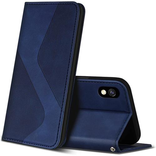 Coque Pour Samsung Galaxy A10 / Galaxy M10, Premium Étui Housse En Cuir De Protection Avec [Emplacements Cartes], Clapet Folio Portefeuille Pour Samsung Galaxy A10 / Galaxy M10 (Bleu).[V8235]