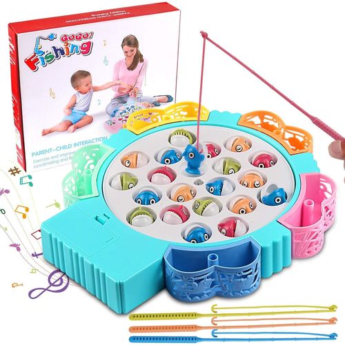 Jeux De Société Peche A La Ligne Enfant Jeu De Pêche Musical-21 Poissons,Enfant Cadeau Anniversaire Fille Garçon 3 4 5 6 Ans (Bleu).[Y267]