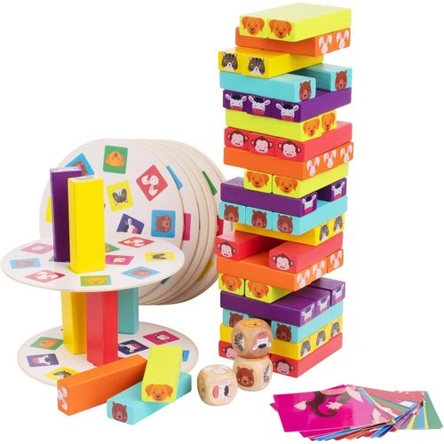 Jeux Enfant 3 Ans,Jeux Societe,Tour De Blocs Empilables En Bois,Jouet En Bois Avec Des Animaux Colores,Jeux Educatif Domino,Cadeau Enfant Jeu D¿Adresse Pour Filles Et Garçons De 3 À 9 Ans.[Y456]