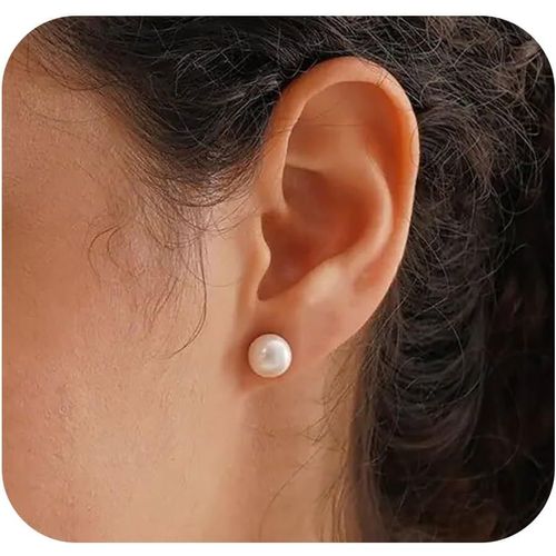 Perles Boucles D'oreilles Femme Argent 925 Or Clous D'oreilles Perles Blanches Boucle D Oreille Hypoallerg¿¿Nique Oreille Bijoux Enfants Fille Cadeau Anniversaire Femme
