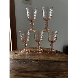 Vintage Lot De 5 Petits Verres À Liqueur Luminarc Rosaline