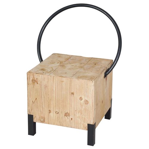 Chaise De Salle À Manger Hwc-L76, Chaise Visiteur Tabouret, Industrial Métal Massif-Bois Certifié Mvg, Naturel