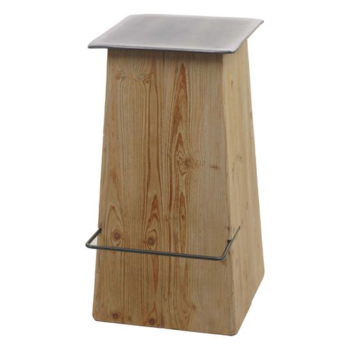 Tabouret De Bar Hwc-L76, Chaise De Bar Tabouret De Bar, Bois Massif Industriel Certifié Mvg, Naturel Avec Aspect Métal