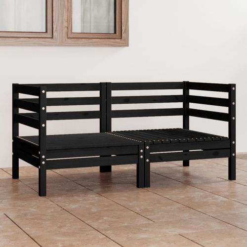 Prolenta Premium - Canapé À 2 Places De Jardin Noir Bois De Pin Solide