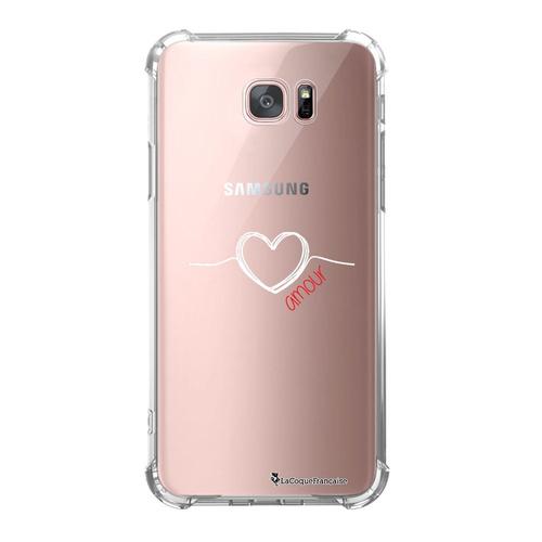 Coque Samsung Galaxy S7 Edge Anti-Choc Souple Angles Renforcés Transparente Coeur Blanc Amour La Coque Francaise