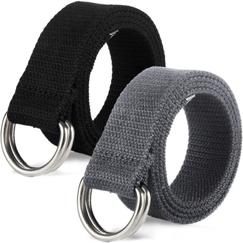 Lot De 2 Ceintures En Toile Pour Homme, Ceinture En Tissu R¿¿Glable, Ceinture Sans Trou, Ceinture ¿¿ Double Anneau En D, Ceintures D¿¿Contract¿¿Es, Ceinture Tress¿¿E, Pour Jeans, D¿¿Contract¿¿,