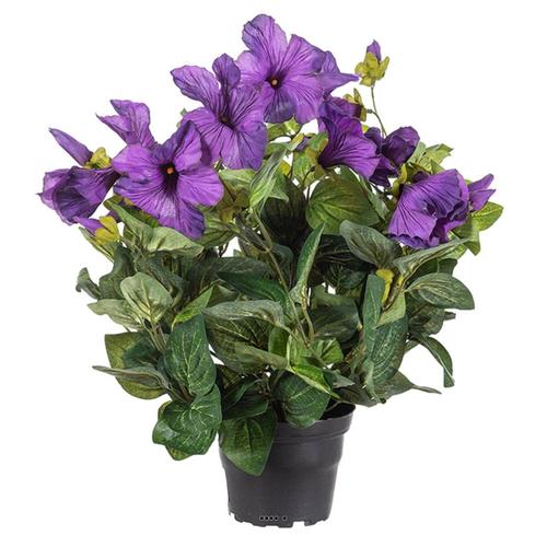 Petunia Artificiel Mauve En Pot H 38 Cm 20 Fleurs Lumineux