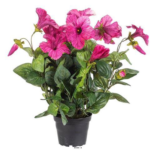 Petunia Artificiel En Pot H 38 Cm 20 Fleurs Lumineux Rose Soutenu