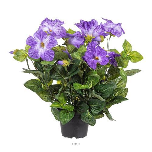 Petunia Artificiel Violet En Pot H 38 Cm 20 Fleurs Lumineux