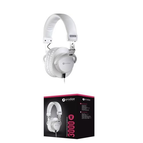 Casque SONO Audio Studio Professionnel PRO 3000 Blanc, Casque Filaire 3.5mm + Adaptateur 6.35mm, Casque de Monitoring, Son Parfait