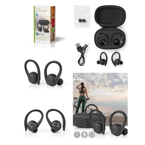 Ecouteurs Bluetooth 5.0 USB-C Écouteur sans Fil Sport Étanche Hi-FI Son Stéréo, Anti-Bruit Oreillette Bluetooth Contour d'oreille