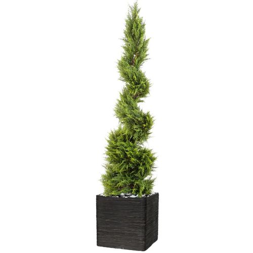 Cypres Juniperus Artificiel En Pot Sur Tronc En Spirale Fine H 130 Cm