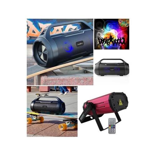 Enceinte Portable Party Bluetooth Stéréo 60 W USB/ Micro SD Basses pures USB IPX5 TWS ETANCHE EXT + Laser à effets Multipoints à eff