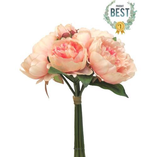 Bouquet De Pivoines Artificielles 8 Têtes D28cm H34cm Rose Pâle - Best