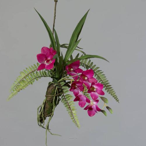 Orchidée Dendrobium En Latex Sur Branche À Suspendre L50cm Rosesoutenu