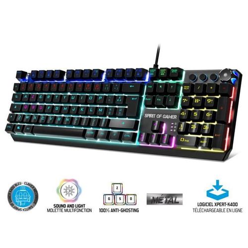 Clavier PRO GAMING Mécanique METAL LED RGB XPERT-K400 Anti-Gosthing avancé avec N-Key Rollover.