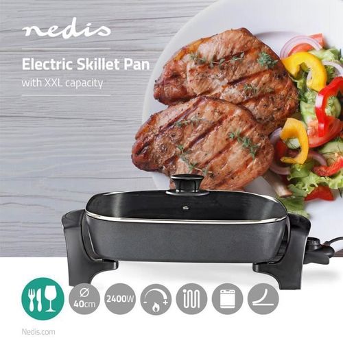 Poêle À Frire Électrique 2200w 40 Cm Anti Adhésive Structure En Aluminium Épais