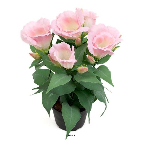 Eustoma artificiel en pot, 4 têtes de fleurs, H 30 cm Rose pâle