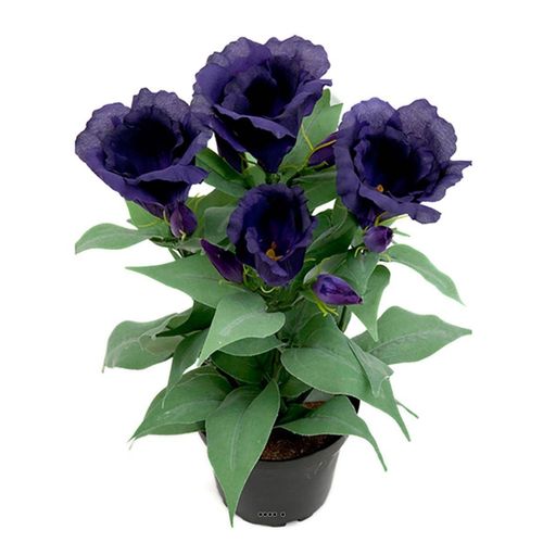 Eustoma artificiel en pot, 4 têtes de fleurs, H 30 cm Mauve violet