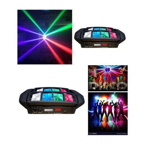 Pack 2 JEUX DE LUMIERE SPYDER PROFESSIONNEL DMX 8 X 3W puissants DJ LED MIX SONO BAR CLUB DISCOTHEQUE SOIREE DANSANTE EN FOLIE