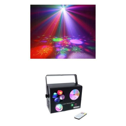 Jeux de Lumière PRO Multi Effet 4 EN Magic Ball 1 x LED 9W RGB 3-en-1  Crypto 12W STRYKE 9W +Laser 16 motifs Soirée Lounge Bar Discot