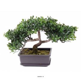 Bonsaï Artificiel Feuillage De Thé Anti-Uv H 22 Cm