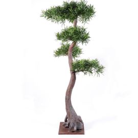 Bonsaï Podocarpus Artificiel H 160 Cm D 85 Cm Sur Plaque
