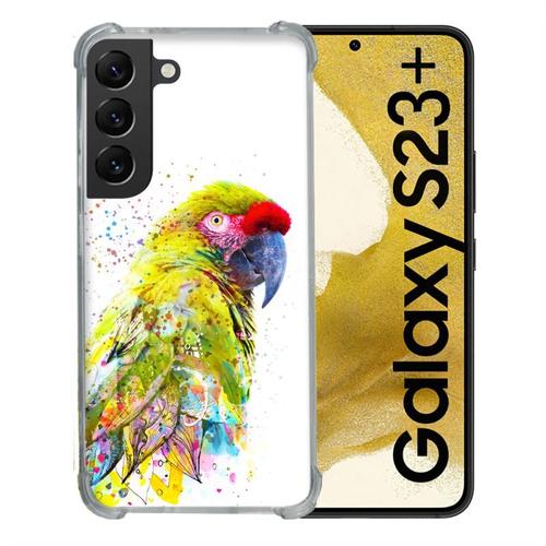 Coque Renforcée En Verre Trempé Pour Samsung Galaxy S23 Plus Animal Perroquet Jaune