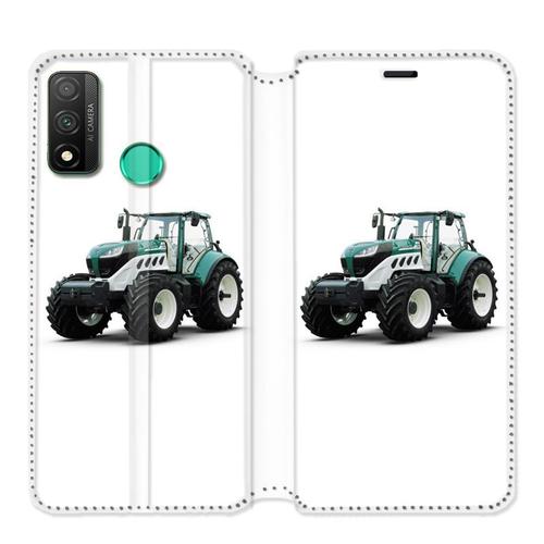 Housse Cuir Portefeuille Pour Huawei P Smart (2020) Agriculture Tracteur Blanc