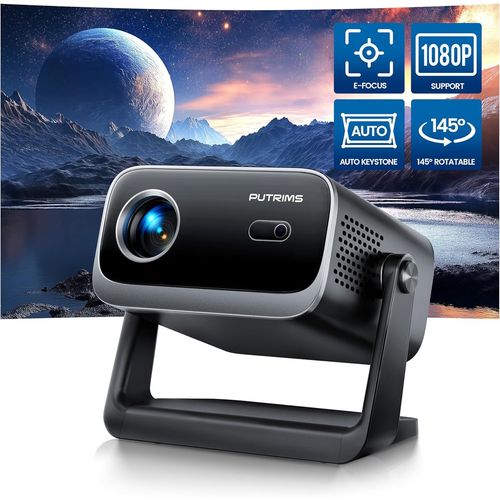 Mini Vidéoprojecteur[Auto Keystone/Focus Électrique] 1080P WiFi Bluetooth Vidéoprojecteur Portable 4K FHD Supporté Angle Réglable 145°, Zoom 50% Projecteur Scellé Anti-Poussière /Home Cinéma