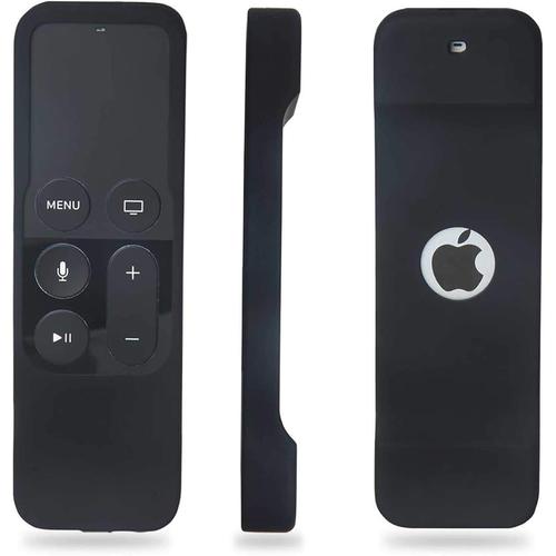 Coque en silicone de protection à télécommande fine compatible pour Apple TV 4ème génération (Noir)