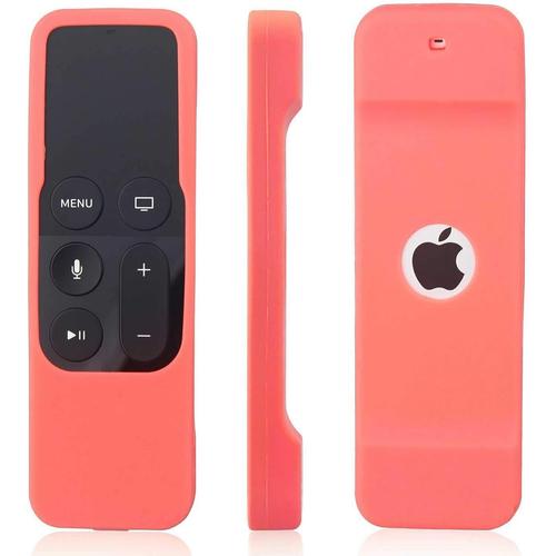 Coque en silicone de protection à télécommande fine compatible pour Apple TV 4ème génération (Rose)