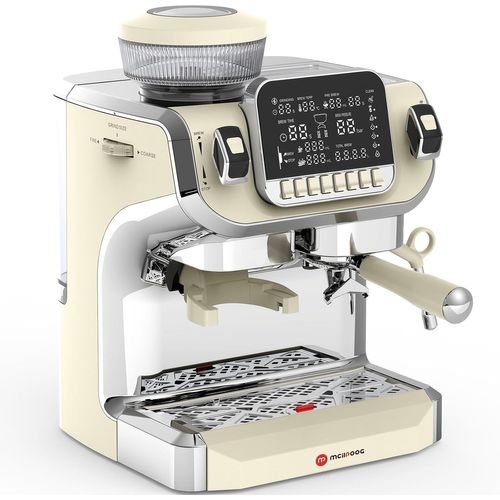 Tc520 Machine À Expresso Avec Mousse À Lait,Machine À Café Semi-Automatique Avec Broyeur,Machine À Café Expresso Facile À Utiliser Avec Grand Écran De 6 Pouces,Pompe À Pression De 15 Bar
