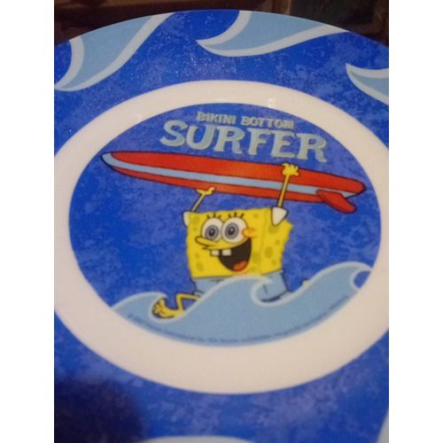 Assiette Vintage Bob L Éponge Bikini Bottom Surfer